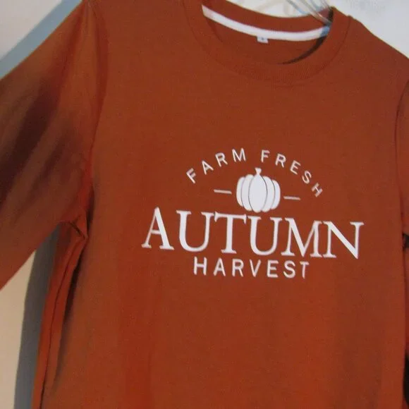 * Farm Fresh Autumn Harvest Sweatshirt Small New NWOT Pumpkin Spice Orange - Picture 3 of 3